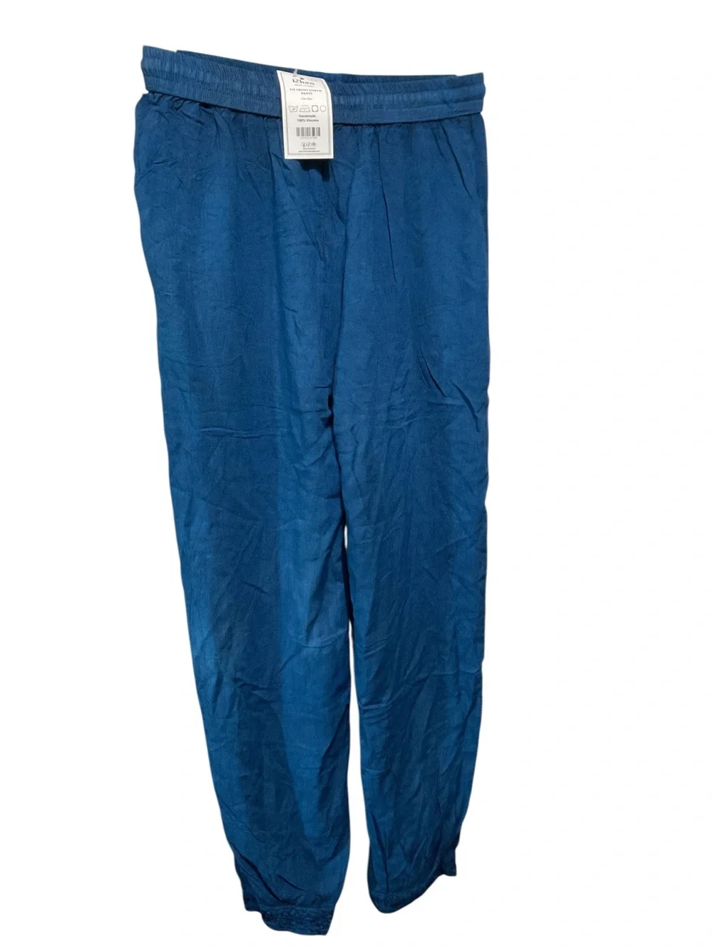 Rhea NWT Blue Embroidered Corset Tank & Tie Front Harem Pants Set OS Boho A23